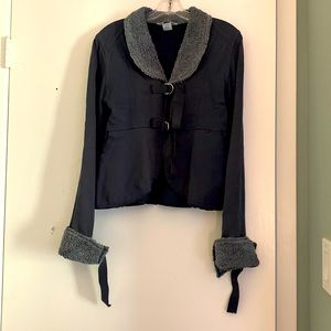 VINTAGE Women’s Waist Length Modified Peplum Jacket - Dark Gray, Size S